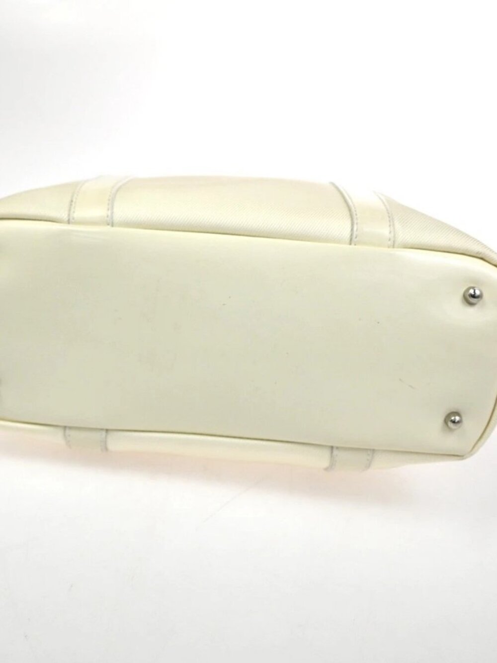 GUCCI Logo Bamboo Tote Handbag Nylon Patent Leather White SHW Italy 66KC967 - Picture 5 of 16